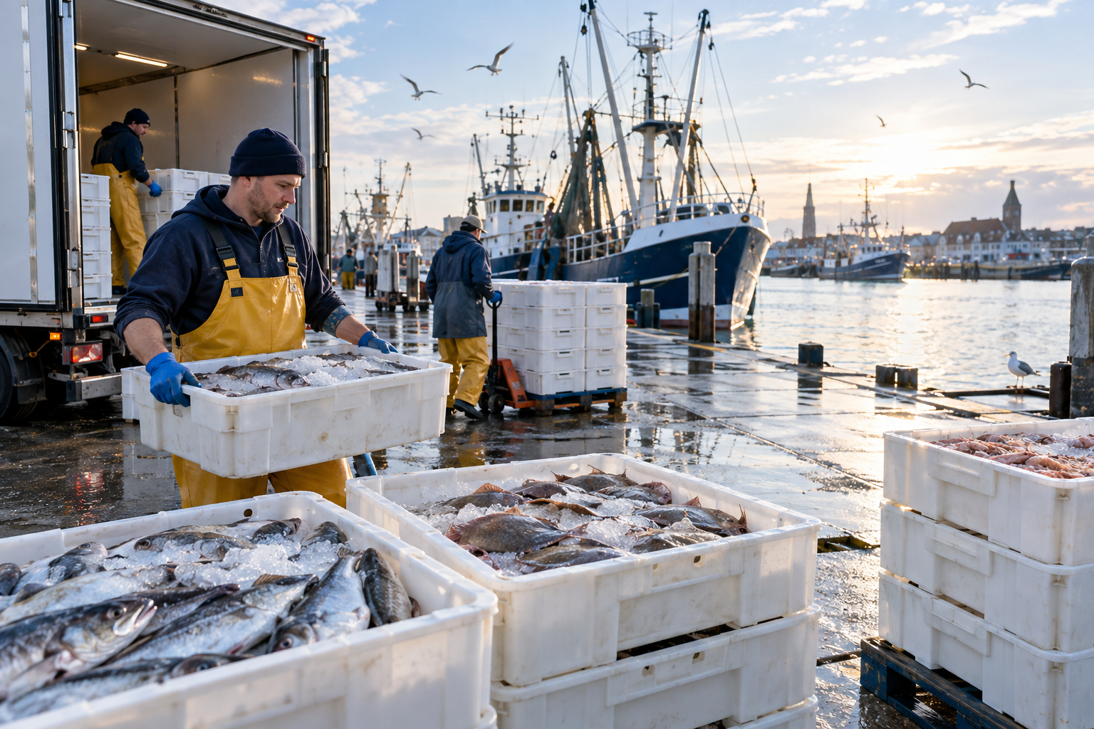 Fresh fish logistics at a Dutch port